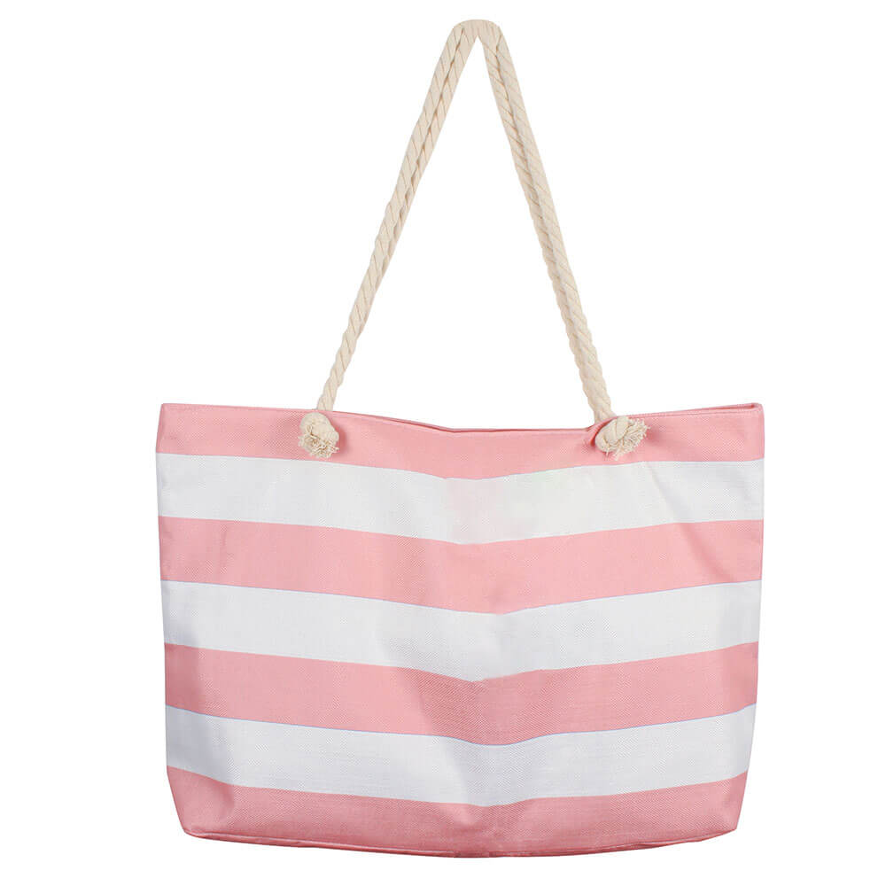 Retro Stripe Beach Bag z wewnętrznym zamkiem błyskawicznym (70x42x15 cm)