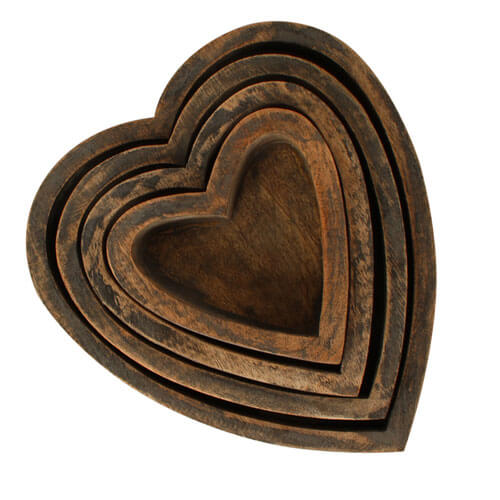 Harmony Mango Wood Heart Box (Set of 4)