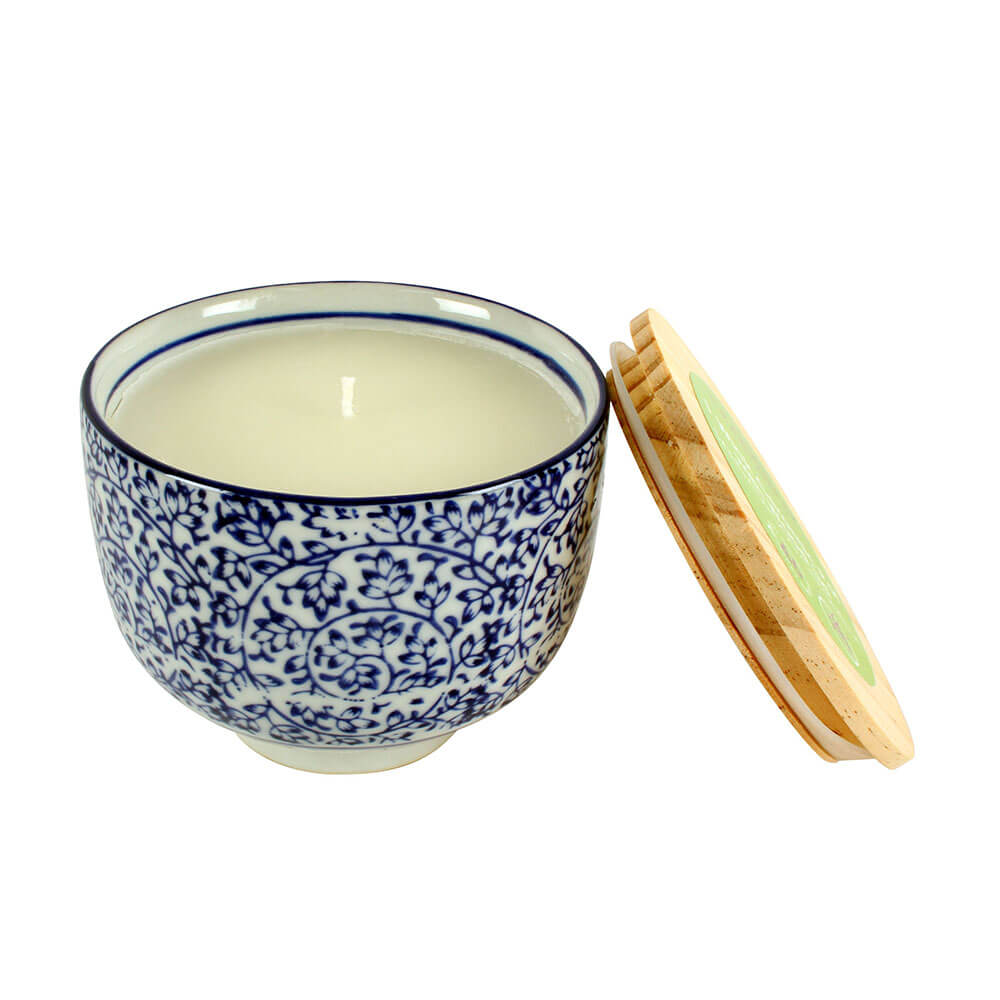 Sandalwood Citronella Candle in Cermic Pot m/ låg