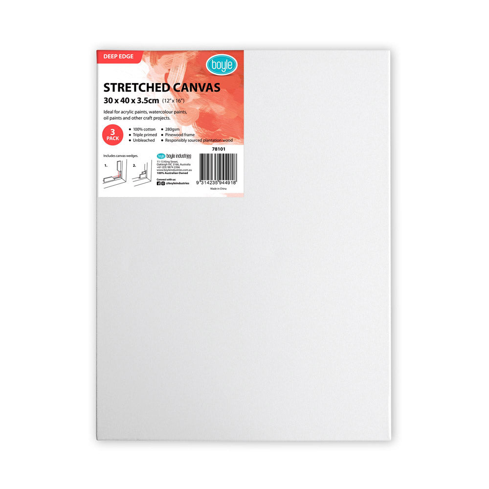 Deep Edge Stretched Canvas (Pack of 3)