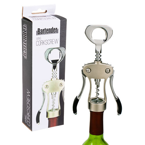 Bartender Heavy Duty Wing Corkscrew (Black Trim)