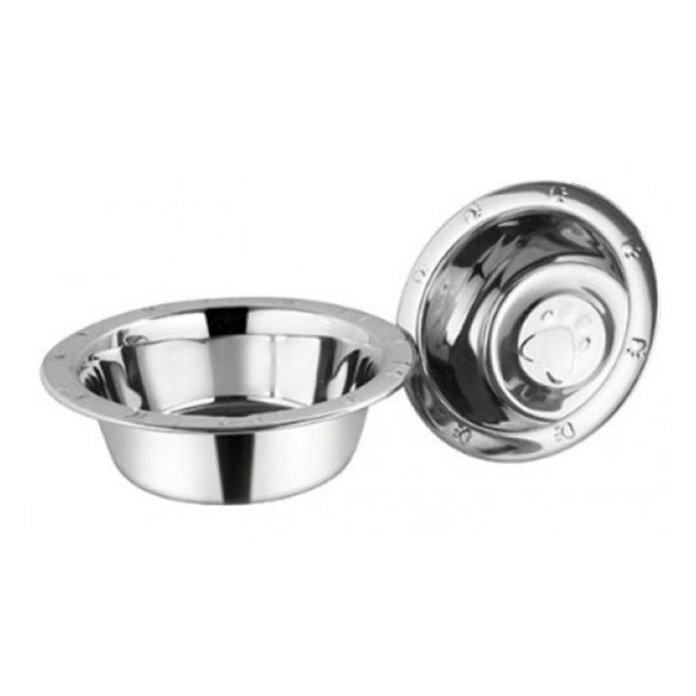 Rustfrit stål Paw Print Dog Bowl