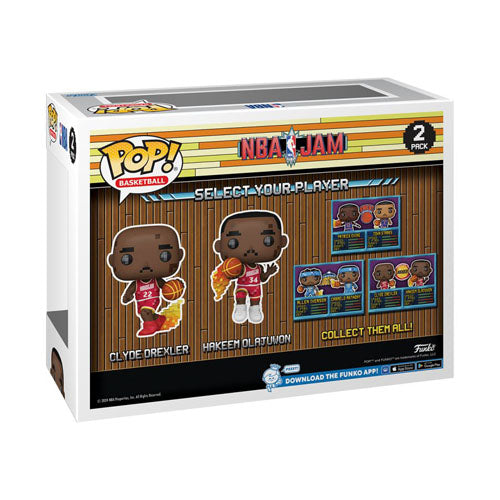 Rockets Clyde Drexler & Hakeem Olajuwon 8-Bit Pop! Vinyl 2pk