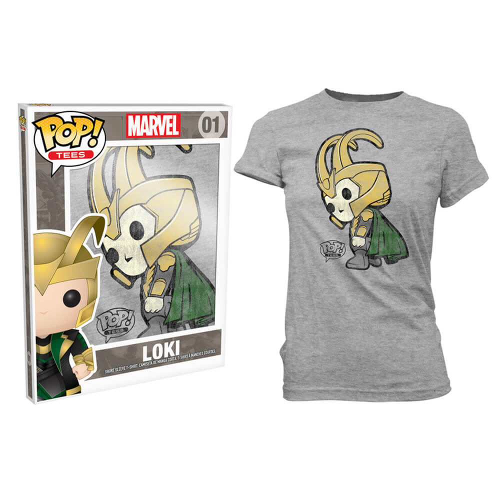 Thor Loki Pop! T-shirt Womens Grey