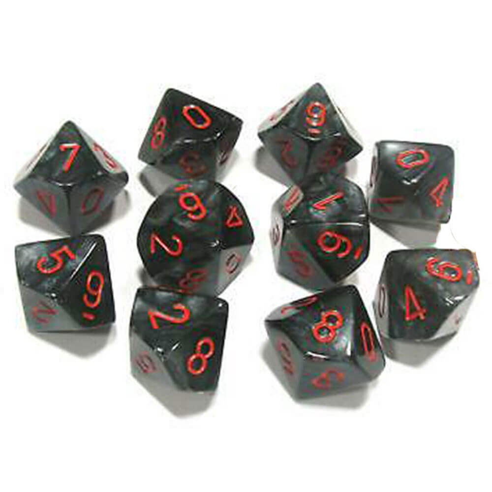 Conjunto de veludo de 10 mortes de Chessex D10 D10