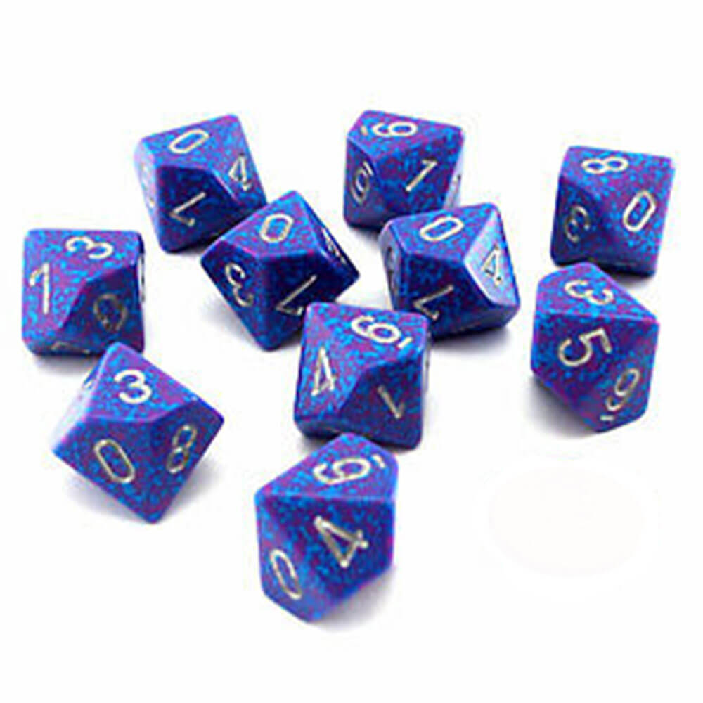 Chessex D10 Polyedrale 10-die gespikkelde set