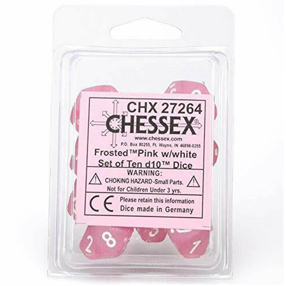 Ensemble de 10 die givré de chessex d10 polyédrique à 10 die