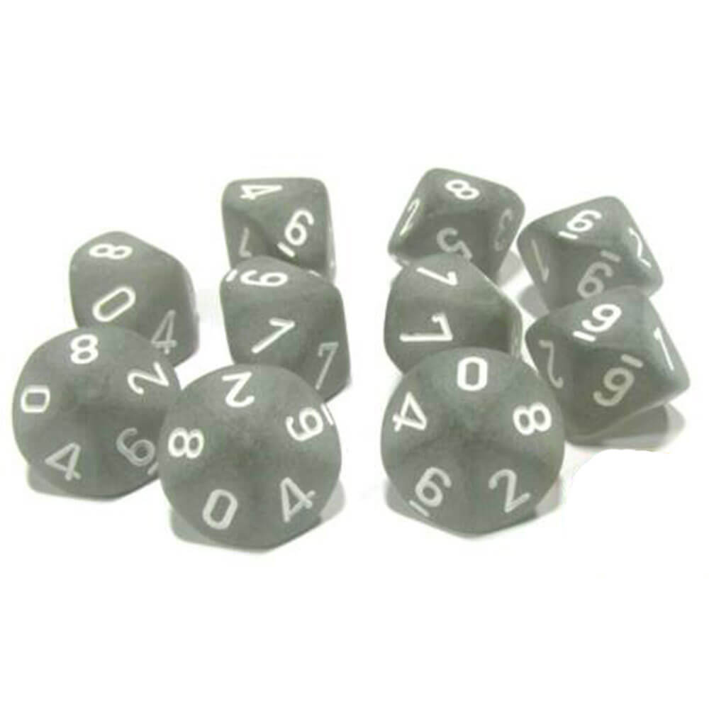 Ensemble de 10 die givré de chessex d10 polyédrique à 10 die