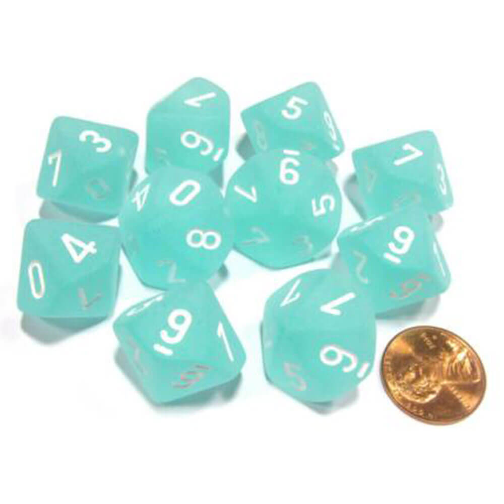 Ensemble de 10 die givré de chessex d10 polyédrique à 10 die