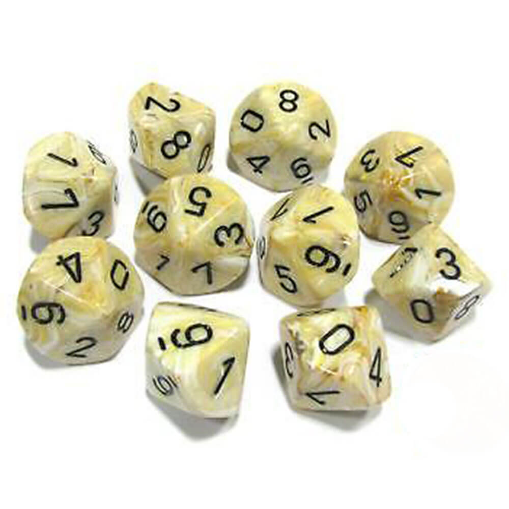 Ensemble de marbre 10-die polyédrique de Chessex D10