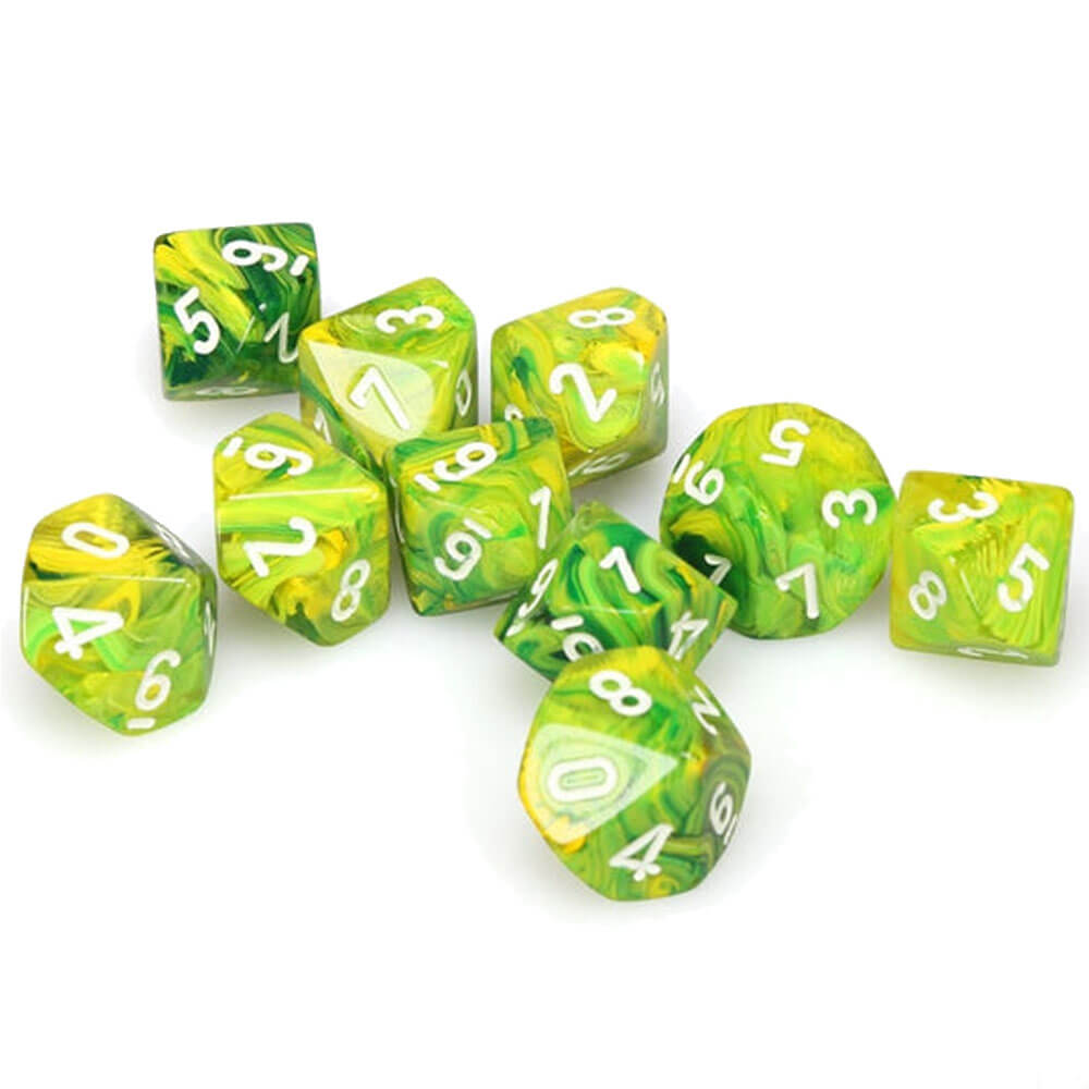  Chessex D10 Polyedrisches Vortex-Set mit 10 Würfeln