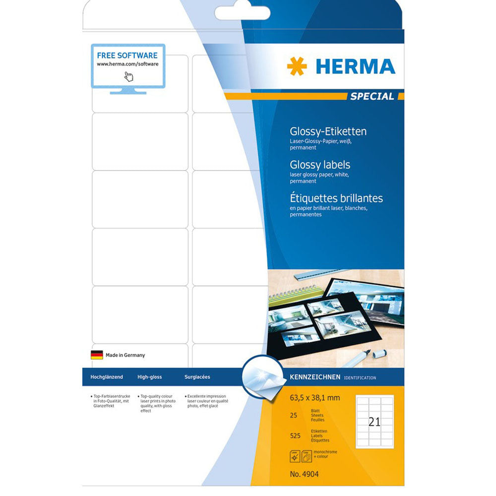 Herma Laser Glossy Labels A4 25pc (White)