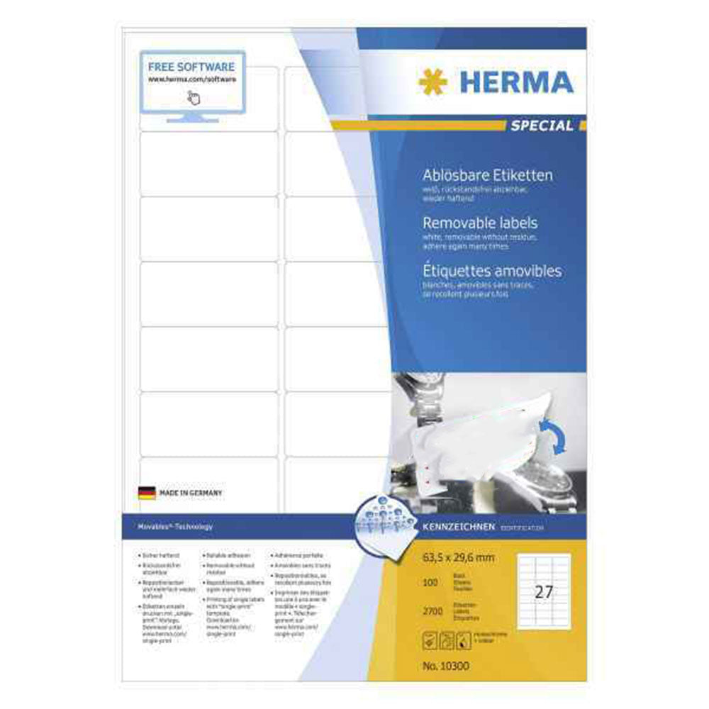 Herma avtagbara etiketter A4 100 st (vit)