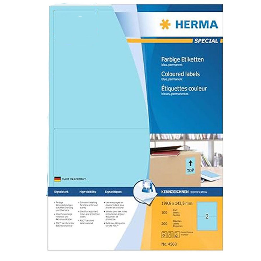 Herma Coloured Labels A4 100pc (199.6x143.5mm)