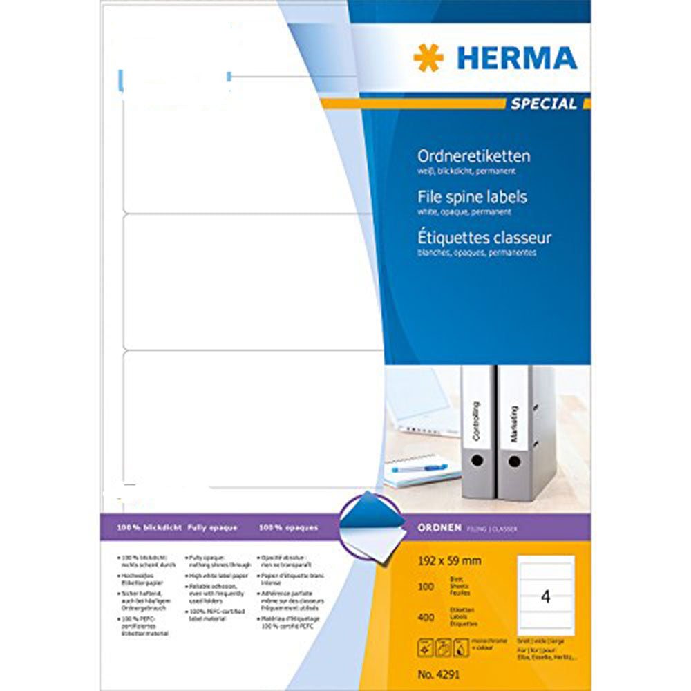 HERMA FILE SPINE UPAQUE MONEMELS A4 100PC (White)