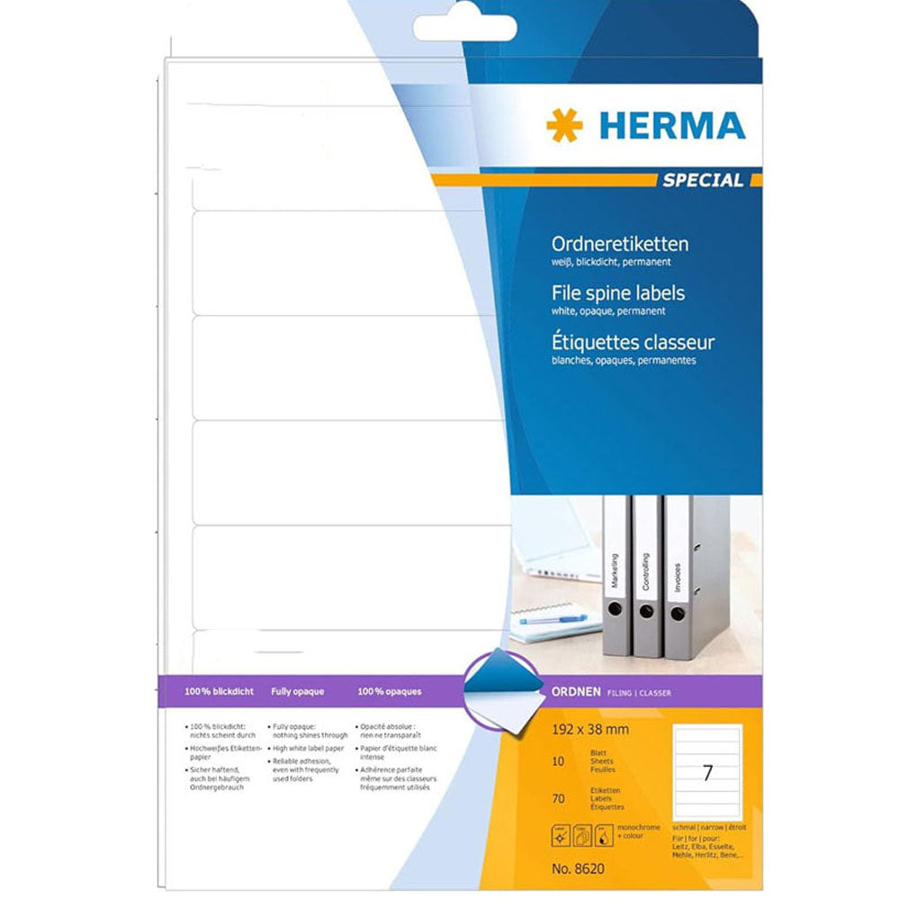 Herma File Spine Opaque Labels A4 10pc (vit)