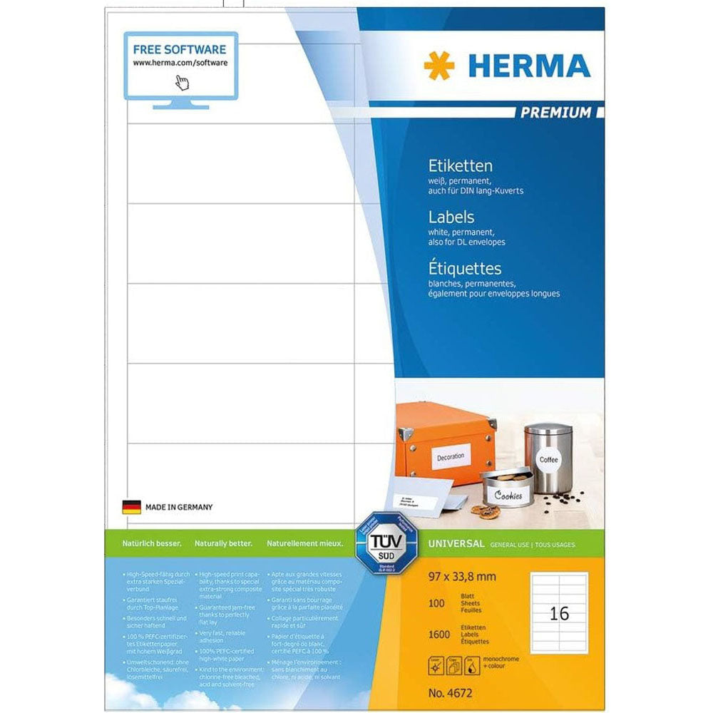 Herma Premium Labels A4 96,5mm 100 st