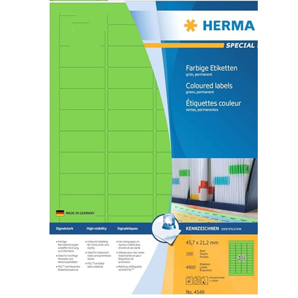 Etykiety w kolorze Herma A4 100pc (45,7 x 21,2 mm)