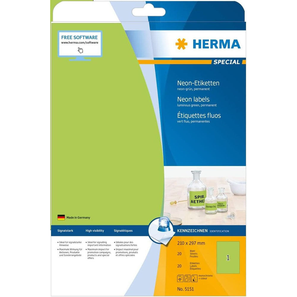 Herma Luminous neonetiketter A4 20 st (210x297mm)