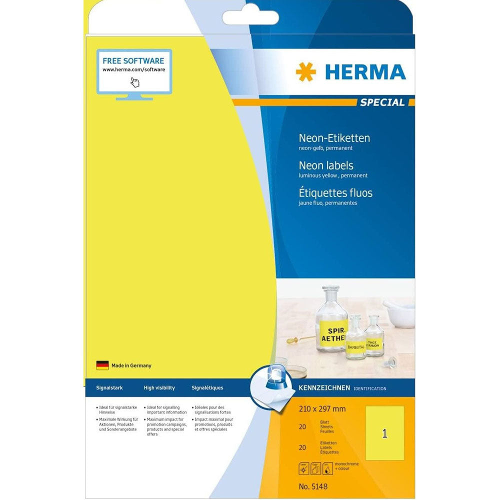 Herma Luminous Neon Etyels A4 20pc (210 x 297 mm)