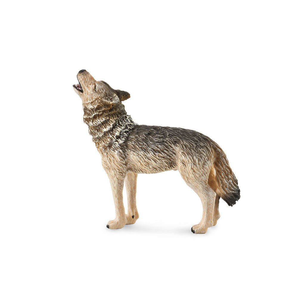 Figura de lobo de madeira colecionada (médio)