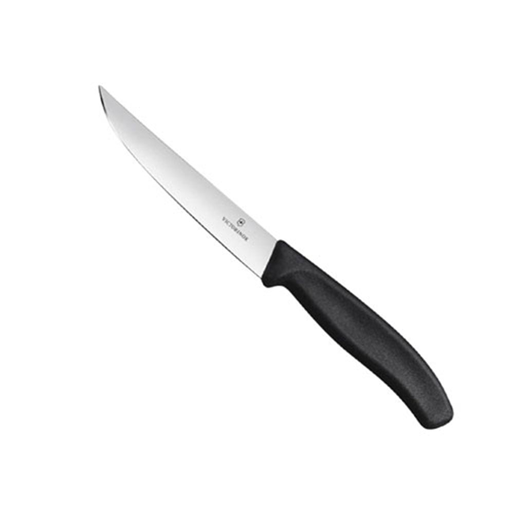 Brede mes rechte rand steakmes 12 cm (zwart)