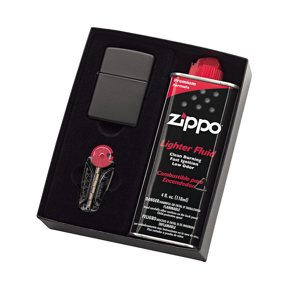 Zippo Lighter with Fluid and Flints Gift Pack