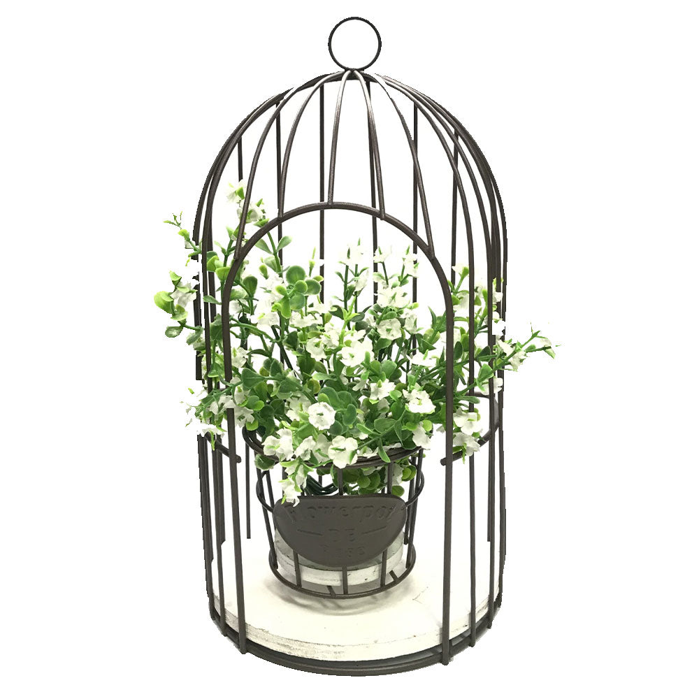 Birdcage med blomsterindretning