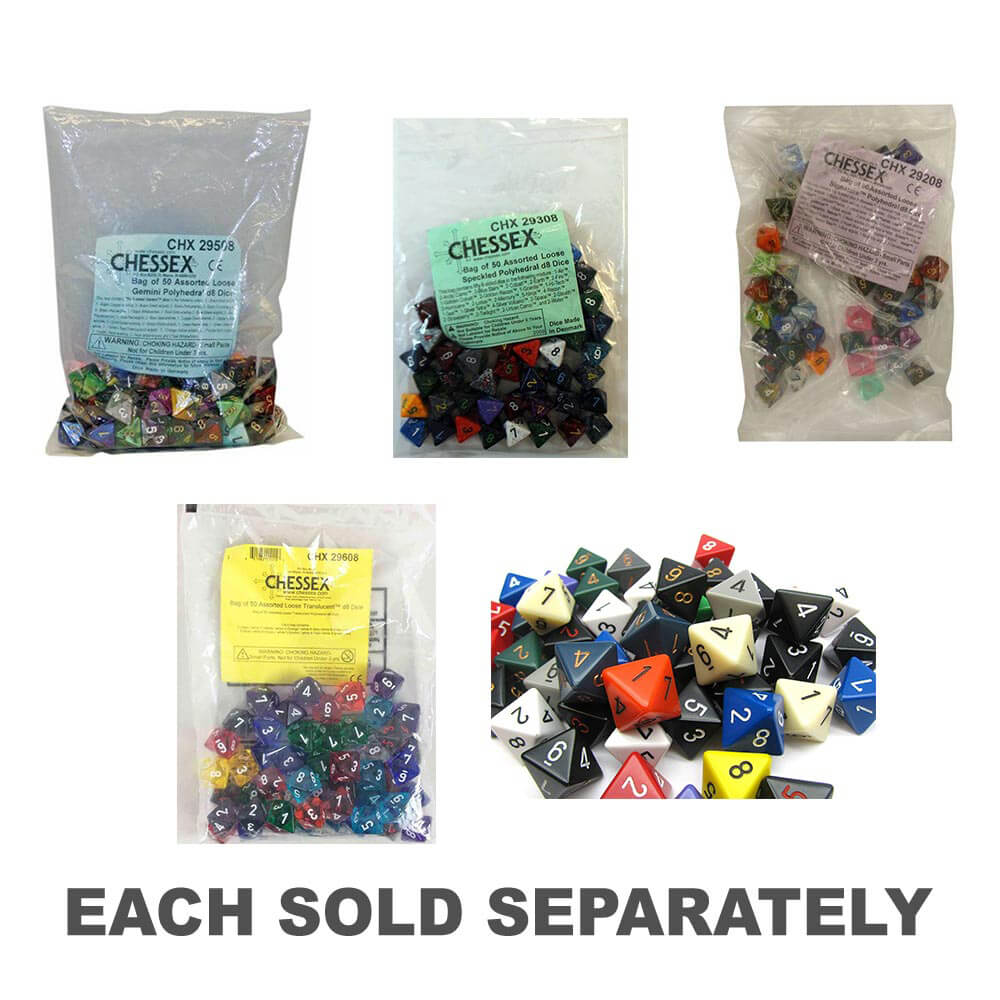 D8 Dice Assorted Loose Polyhedral (50 Dice)