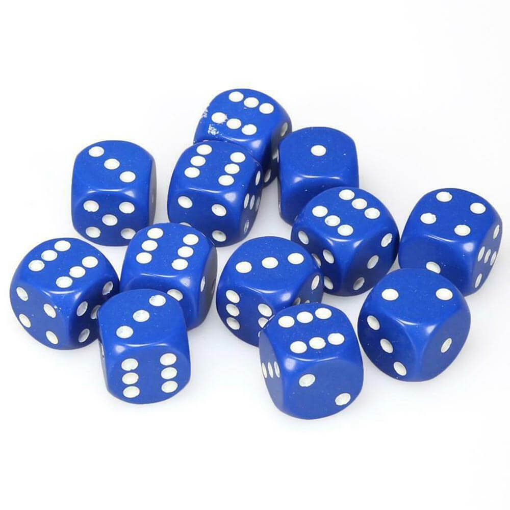 D6 DICE OPAQUE 16mm (12 dados)