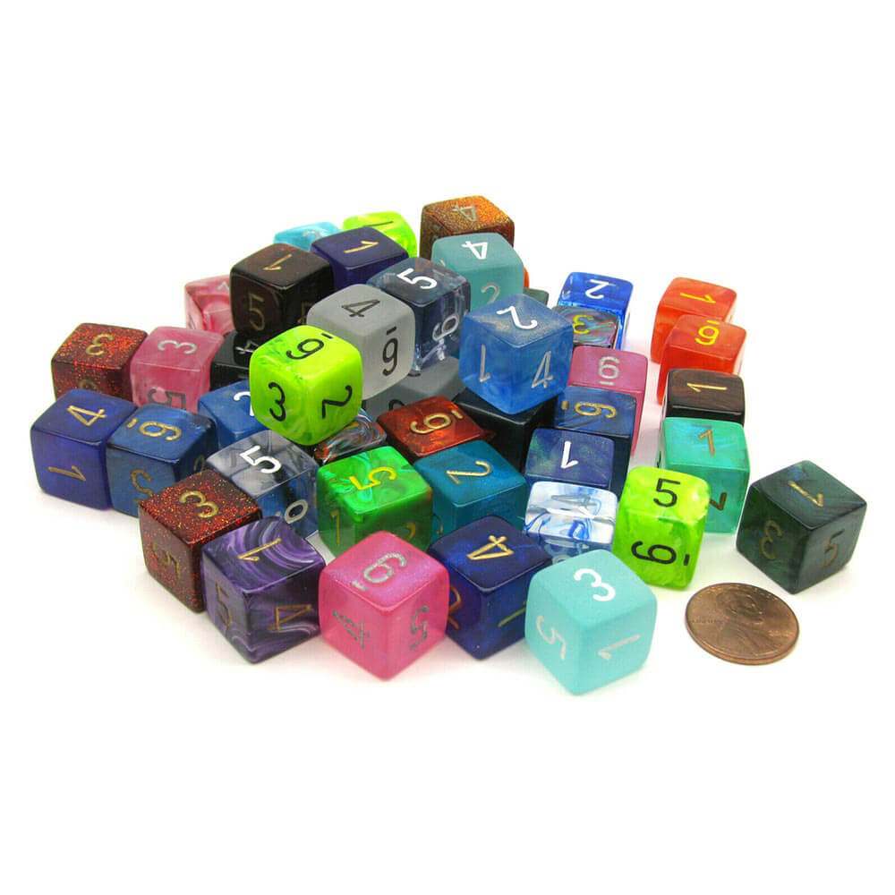 D6 DICE Assorteret Loose Polyhedral (50 terninger)