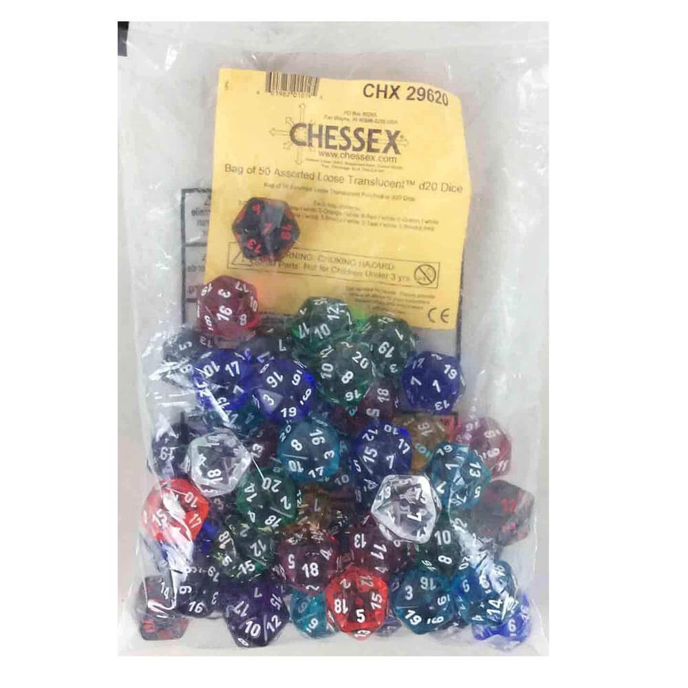 D20 DICE Assorteret Loose Polyhedral (50 terninger)