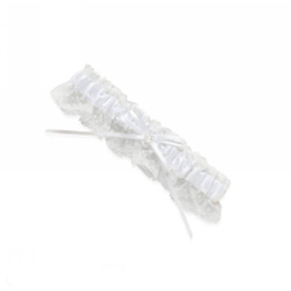 Me Pearl Heart & Diamante Wedding Garter con encaje