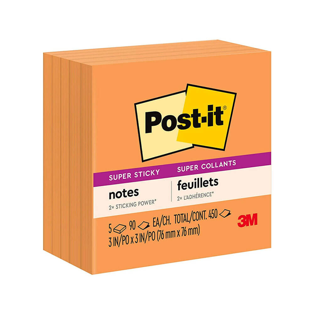 Post-it Super Sticky Notes 76x76mm (5pk)