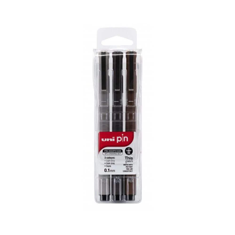 Uni-ball pin fineliner pluma surtida (billetera de 3)