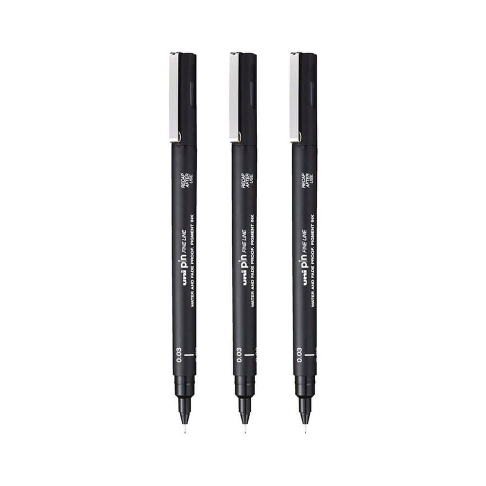 Uni-ball stift fineliner penna svart (plånbok på 3)