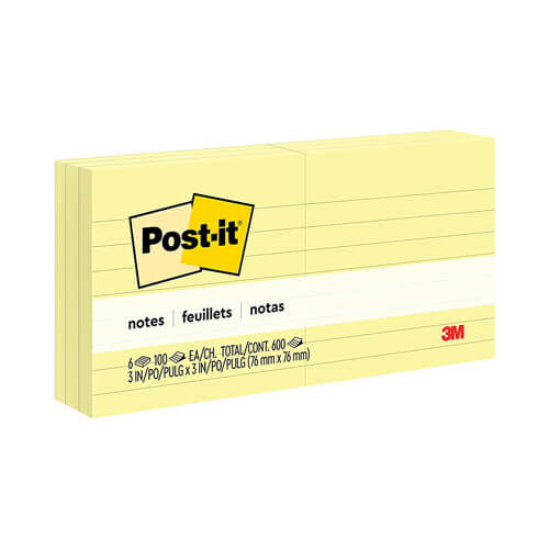 Post-it Notes Lined 76x76mm (6pk)