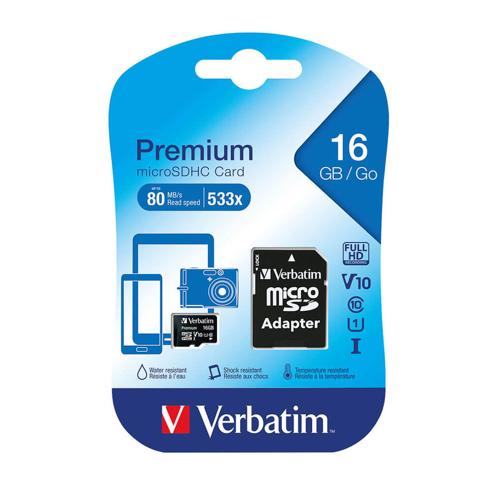 Verbatim Class 10 Micro Memory Card med Adapter