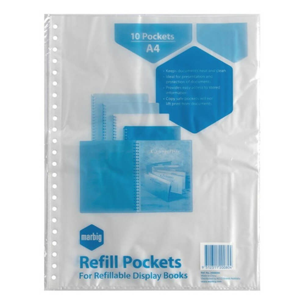 MARBIG Display Book Recharge Pockets 10pk (A4)