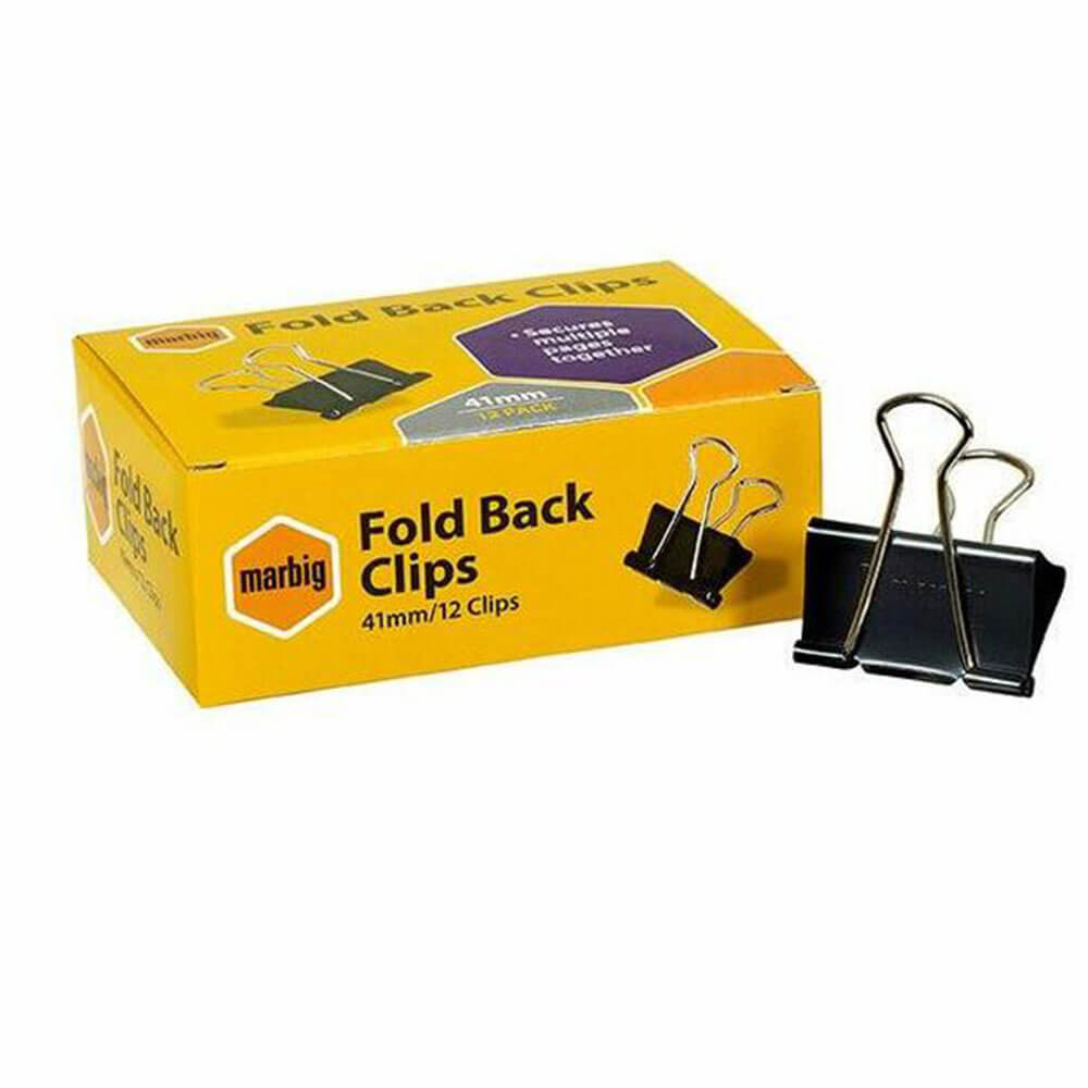 Marbig Fold Back Clips 12/Box (nero)