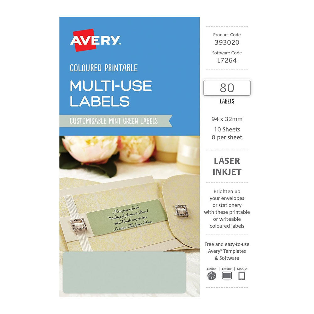 Avery rektangulær lasermærke 80stk (94x32mm)