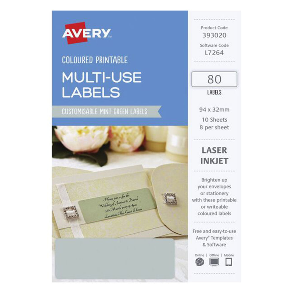 Avery rechthoekig laserlabel 80 stcs (94x32 mm)