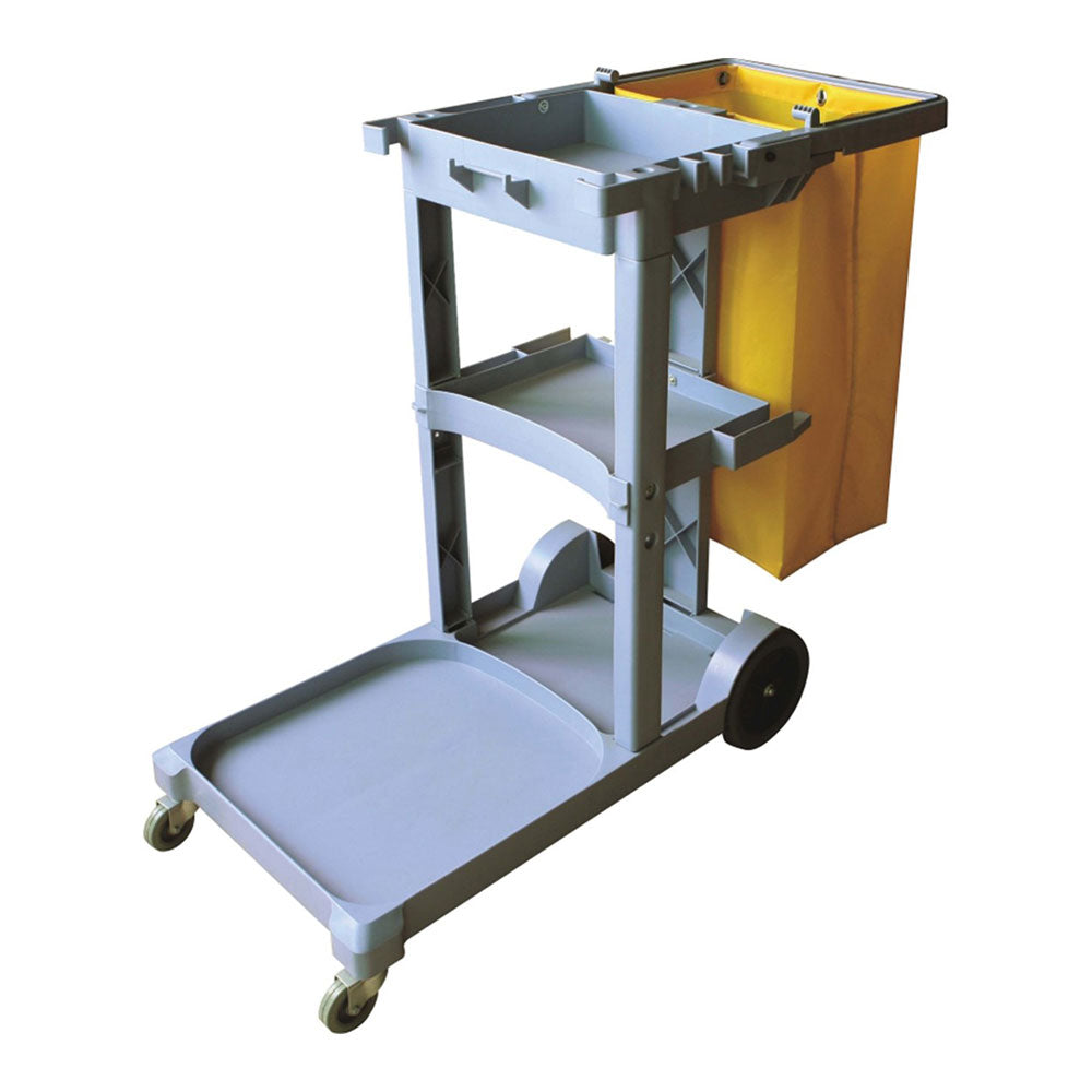 Cleanlink 3-Tier Grey Janitors Trolley (114x51x98cm)