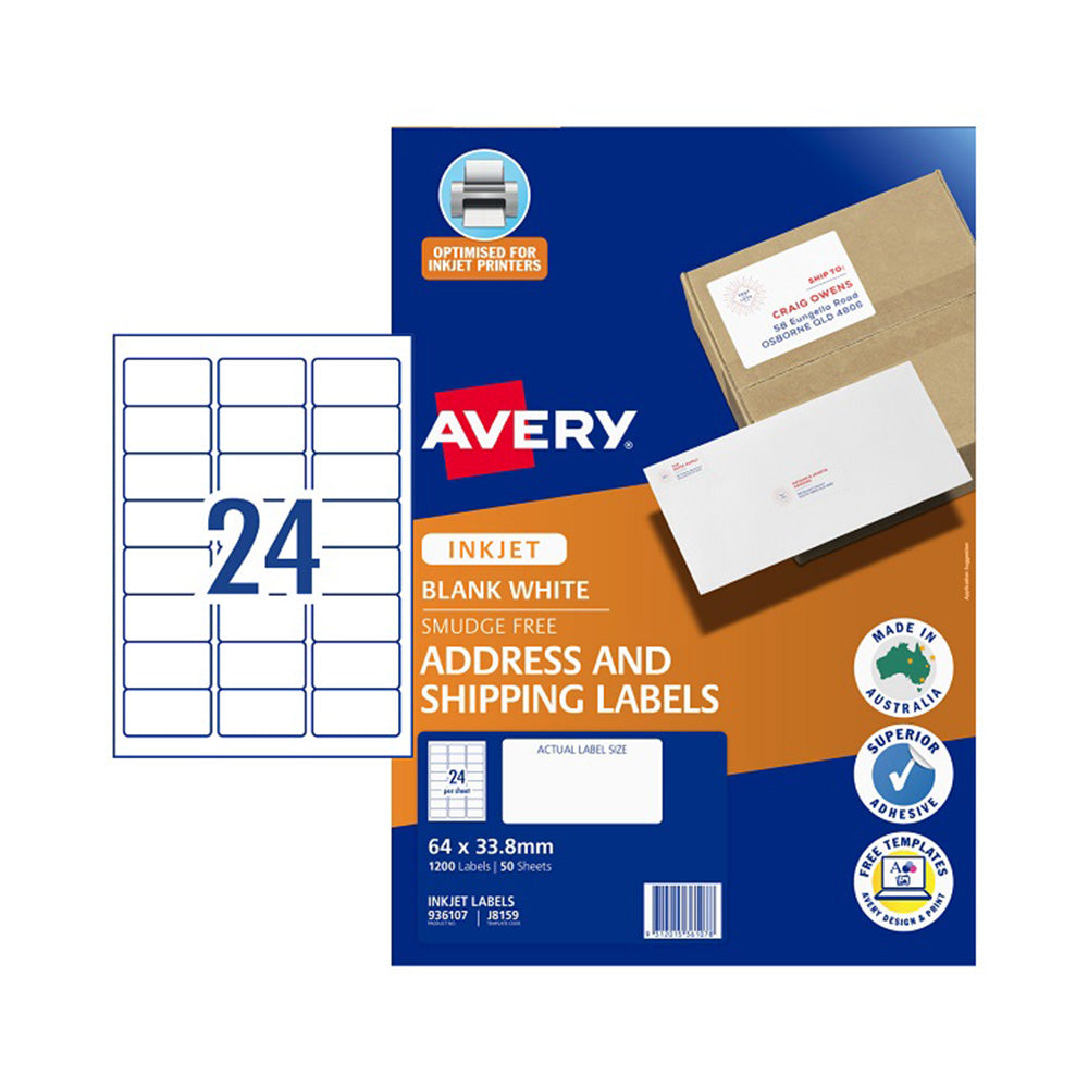 Avery Quick Peel Inkjet Affrontando l'etichetta 50pcs