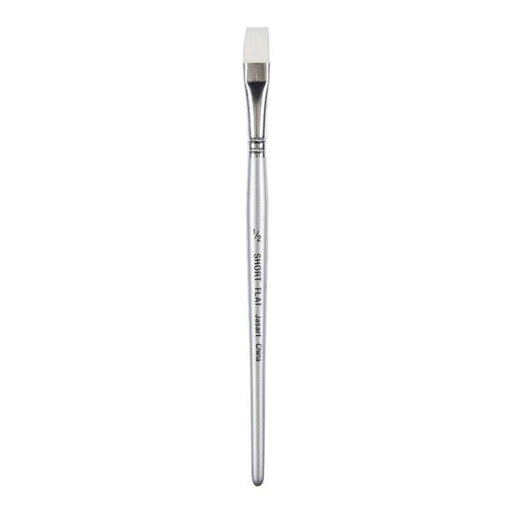 Jasart Taklon Short Flat Brush (White)