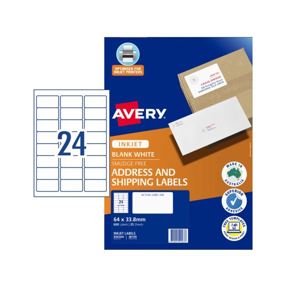 Avery Inkjet Indirizzo Etichetta 25pcs