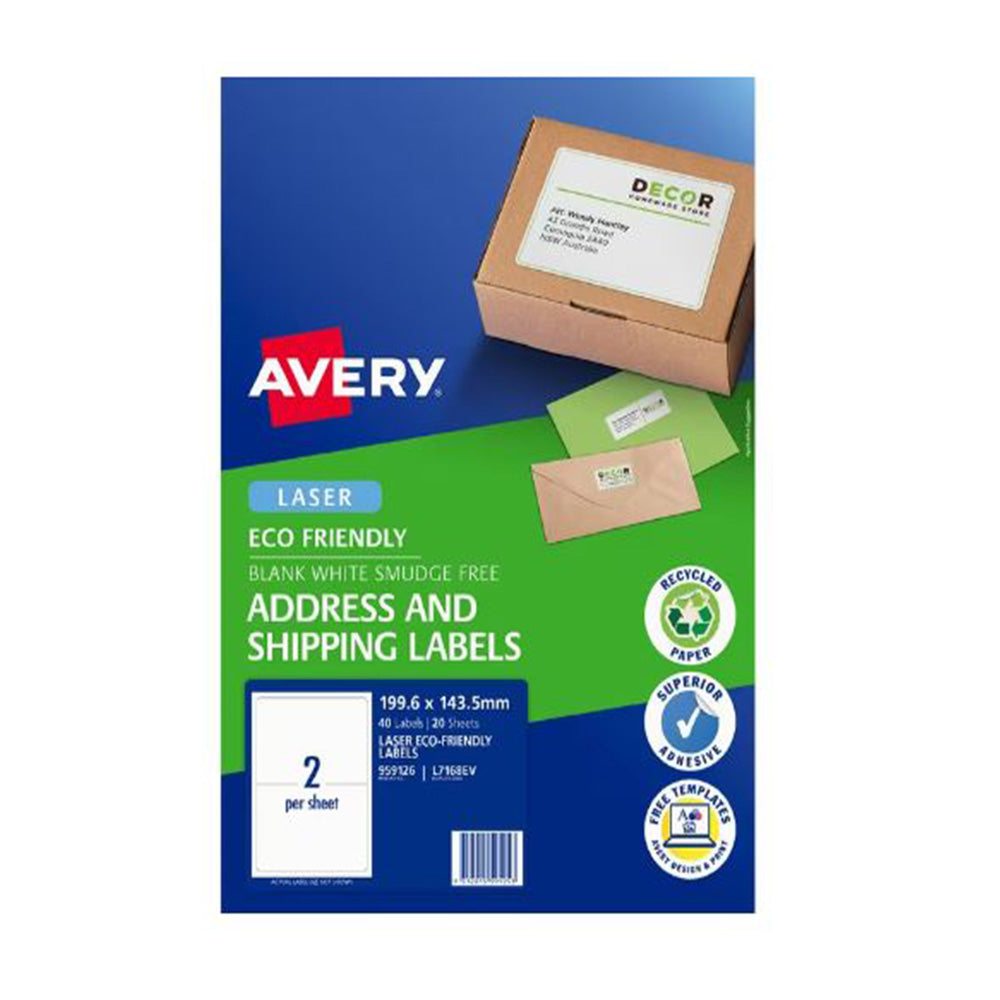 Avery Laser ECO Friendly Shipping Etichetta 20pcs