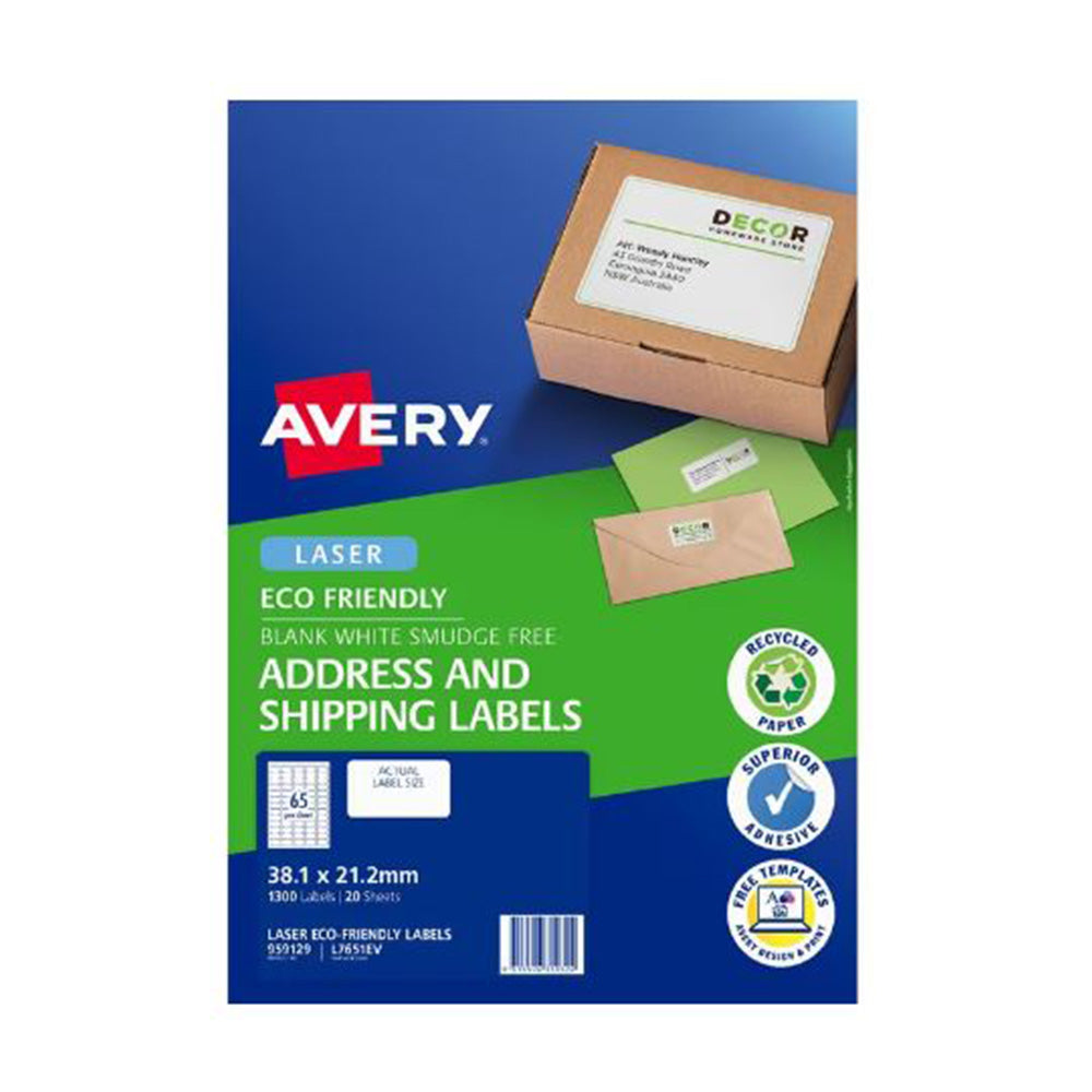 Étiquette d'expédition Avery Laser Eco Friendly 20pcs