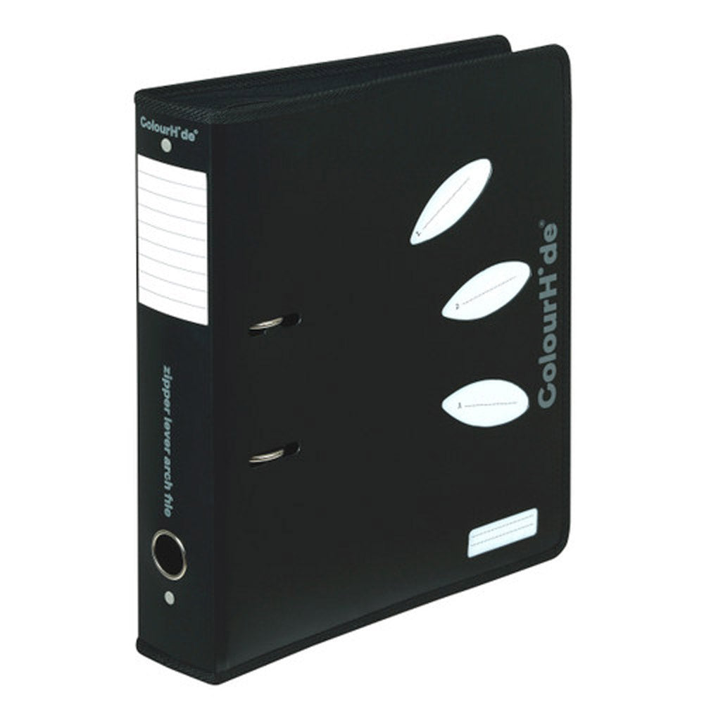 Colourhide A4 Zip Lever Arch File 70mm (Black)