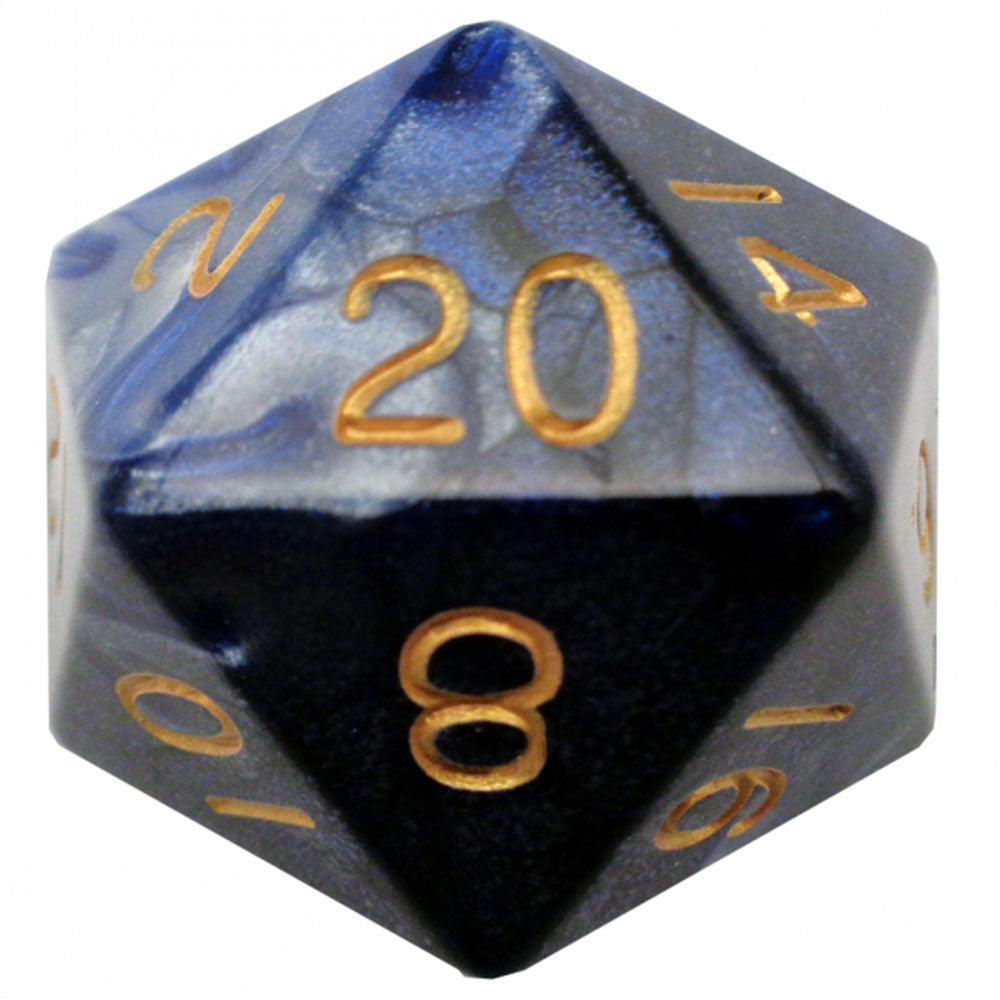 MDG 35 mm méga acrylique D20 Dice avec des numéros d'or